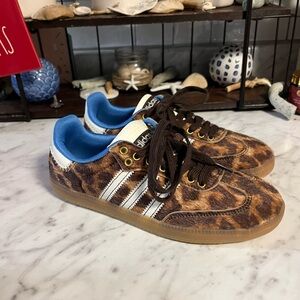 Whales Bonner by Adidas women’s samba pony Leopard Print and White Sneakers